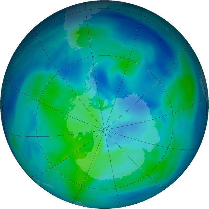 Antarctic ozone map for 19 March 2006